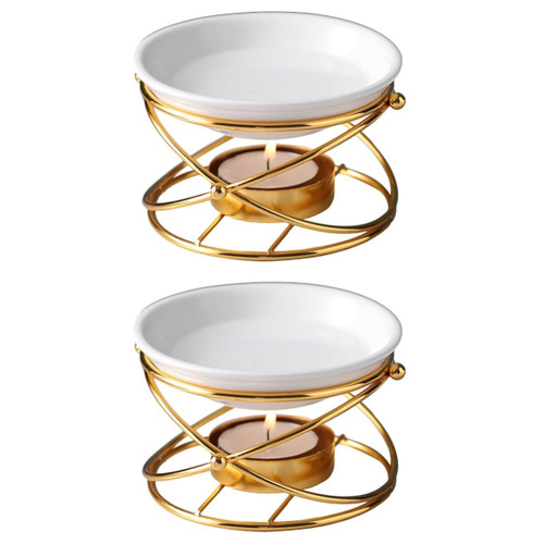 Hemoton 2 pcs Essential Oil Lamp Stove Decorative Candle Decor Candles Scent diffusers for Home Ceramic Tealight Candle Holder Oil Burner Aroma Burner Oil Burner Candlestick