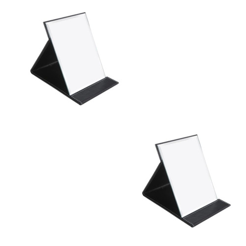 FOMIYES 2pcs Pu Leather Makeup Mirror Compact Dresser Makeup Mirror Folding Cosmetic Mirror Folding Travel Vanity Mirror Portable Folding Makeup Mirror Handheld Student Dressing Table
