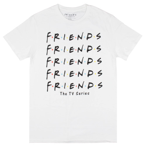 Friends TV Show Series Women's Stack Print Logo Adult T-Shirt Tee (XX-Large) White