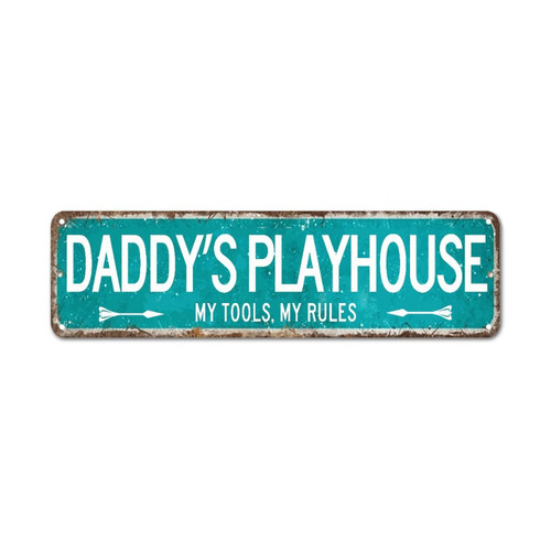 Daddy's Playhouse My Tools My Rules Metal Sign, Grandpa Grandfather, Husband Gift, Custom Garage Decor, Fathers Day Gift, Metal Sign For Dad On Father's Day, Metal Wall Decor 3x12 Inch
