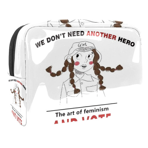 Portable Makeup Bag with Zipper Travel Toiletry Bag for Women Handy Storage Cosmetic Pouch Art Girl