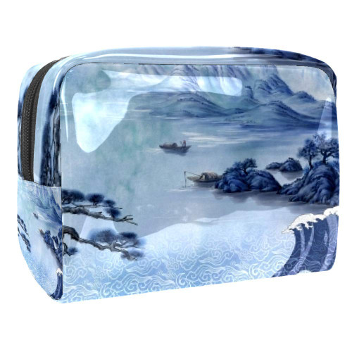 Portable Makeup Bag with Zipper Travel Toiletry Bag for Women Handy Storage Cosmetic Pouch Mountain River Portable Makeup Bag with Zipper Travel Toiletry Bag for Women Handy Storage Cosmetic Pouch Mountain River