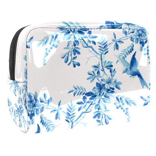 Portable Makeup Bag with Zipper Travel Toiletry Bag for Women Handy Storage Cosmetic Pouch Birds on The Blooming Cherry Blossom