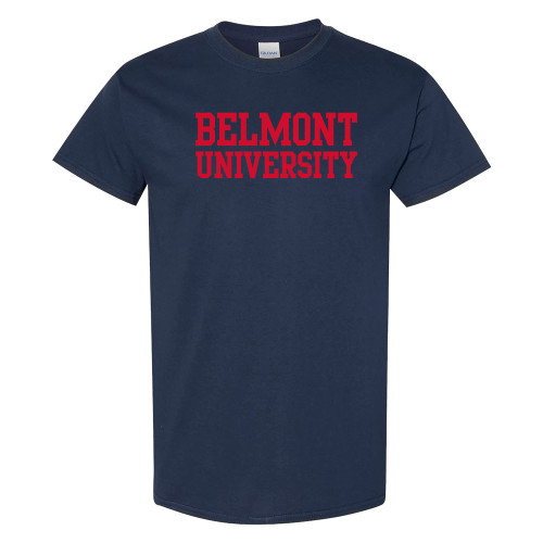AS01 - Belmont University Bruins Basic Block T Shirt - X-Large - Navy