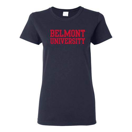 LS01 - Belmont University Bruins Basic Block Womens T-Shirt - Large - Navy