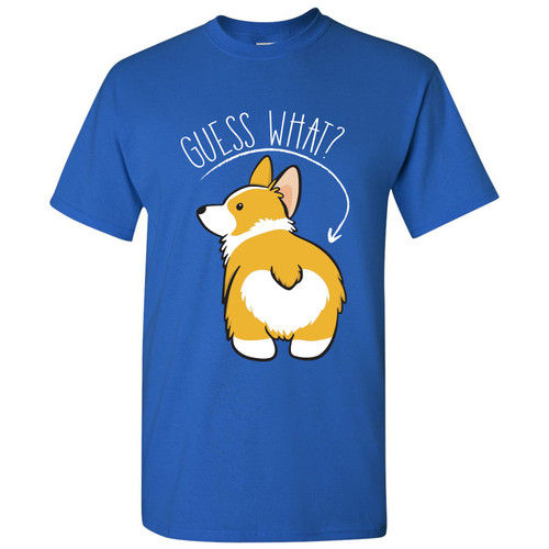 Guess What? Corgi Butt Basic Cotton T-Shirt - Medium - Royal