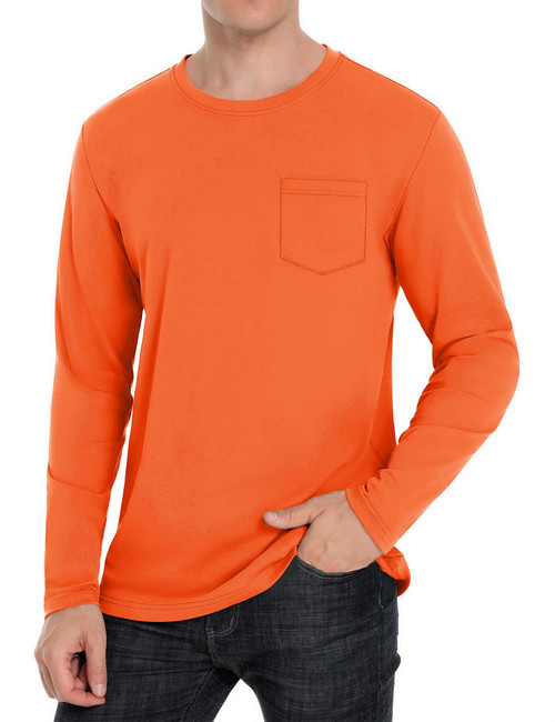 TACVASEN Long Sleeve Cotton Shirts for Men Summer Long Sleeve Shirts for Men Mens Long Sleeve Orange L