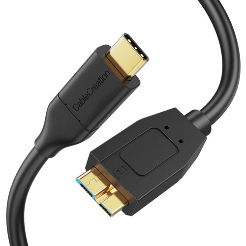 CableCreation [2Pack USB C Hard Drive Cable 4FT, 10Gbps Data Transfer Speed, USB C to Micro B Male Cable, Compatible with iPhone 15 Plus/15 Pro Max, WD My Passport, External Hard Drive Black