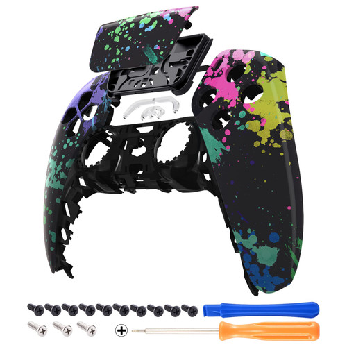 eXtremeRate Watercolour Splash Touchpad Front Housing Shell Compatible with ps5 Controller BDM-010 BDM-020 BDM-030, DIY Replacement Shell Custom Touch Pad Cover Compatible with ps5 Controller