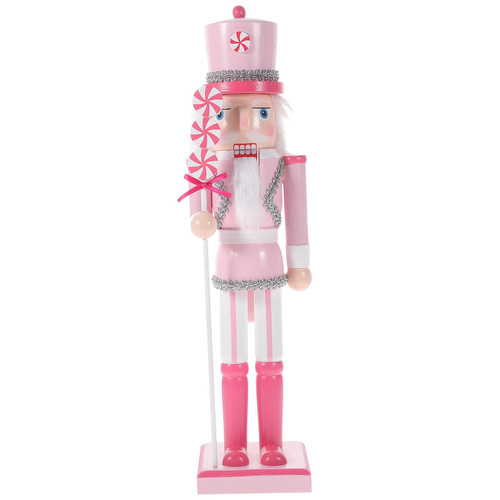PASOLABE Pink Nutcracker Christmas Decorations 14 Inch Pink Nutcracker Figures Pink Christmas Nutcracker Soldier Pink Wooden Nutcracker Ornaments Glitter Collectible Nutcracker Figures for Xmas Gifts