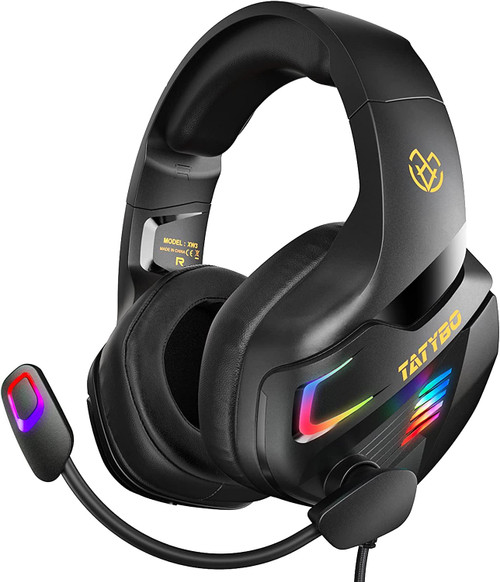 Tatybo Gaming Headset for PS5, PS4, PC, Stereo Surround Sound Gaming Headphones with Noise Cancelling Microphone, Over-Ear Gamer Headset with 4 Mode RGB Light for Laptop, Mac, Switch, Xbox one, Phone Tatybo Gaming Headset for PS5, PS4, PC, Stereo Surround Sound Gaming Headphones with Noise Cancelling Microphone, Over-Ear Gamer Headset with 4 Mode RGB Light for Laptop, Mac, Switch, Xbox one, Phone