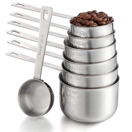 Measuring Cups Set of 7 Stainless Steel Stackable Measuring Cups Kitchen Measure Tools for Cooking and Baking (7)
