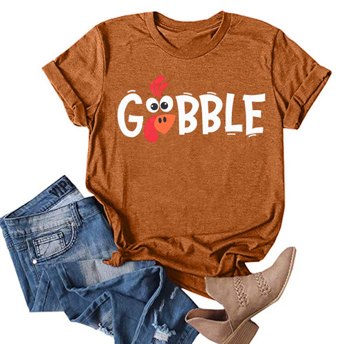 Gobble Gobble Thanksgiving T-Shirt Women Funny Turkey Graphic Print Shirts Thanksgiving Gift Fall Tee Top (Adobe, Small) Gobble Gobble Thanksgiving T-Shirt Women Funny Turkey Graphic Print Shirts Thanksgiving Gift Fall Tee Top (Adobe, Small)