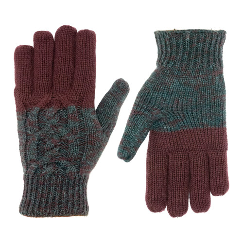 Manzella Women's Cold Weather Colorblocked Cable Knit Glove with Ultra Plush Lining