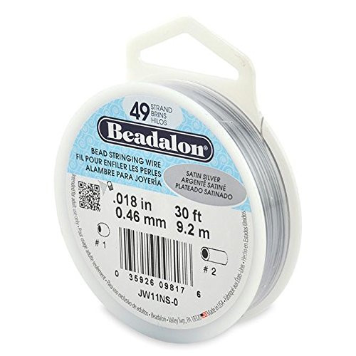 Beadalon Beading Wire 49 Strand 0.46mm (.018in) - Satin Silver - 9.2m (30ft)