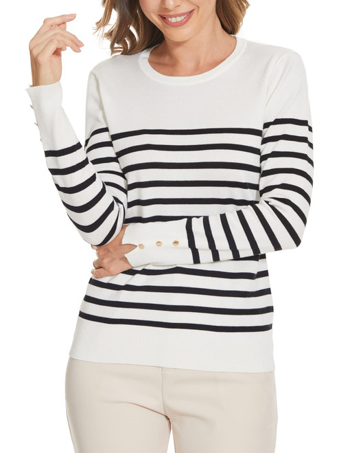 ROW 8 ROW Striped Sweaters for Women Crew Neck Pullover Sweater Lightweight Long Sleeve Fall Knit Tops