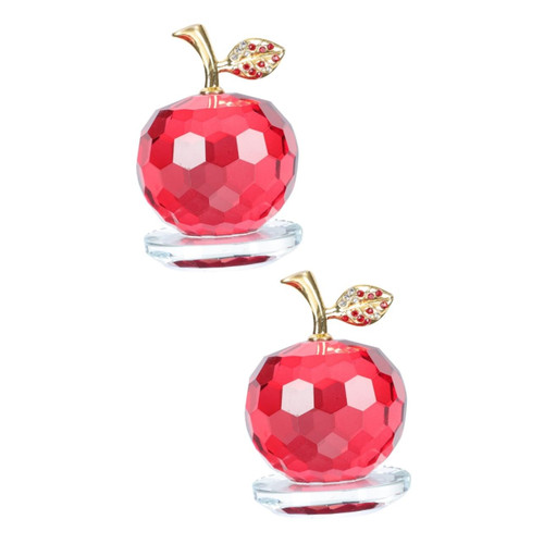 Abaodam 2 Pcs Crystal Apple Ornament Paperweight Decor Glass Paperweight Crystal Sculpture Crystal Glass Art Home Ornament Glass Fruit Paperweight K9 Chic Filler White Crystal
