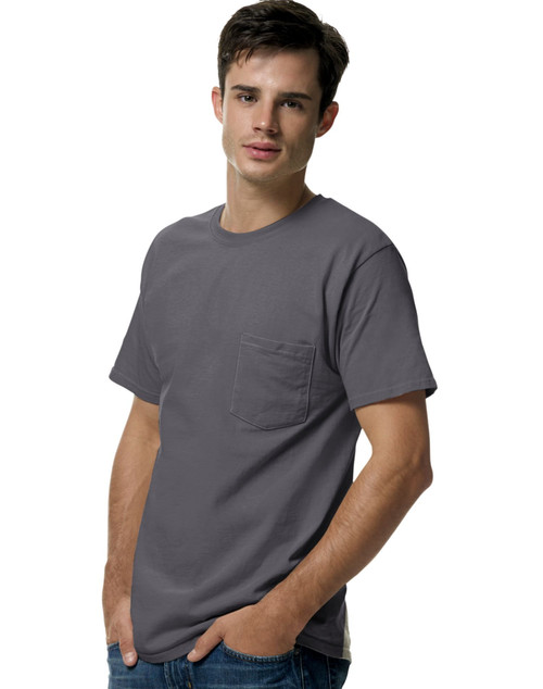 Hanes Tagless 6.0 T-Shirt With A Pocket, Smoke Gray , XX-Large