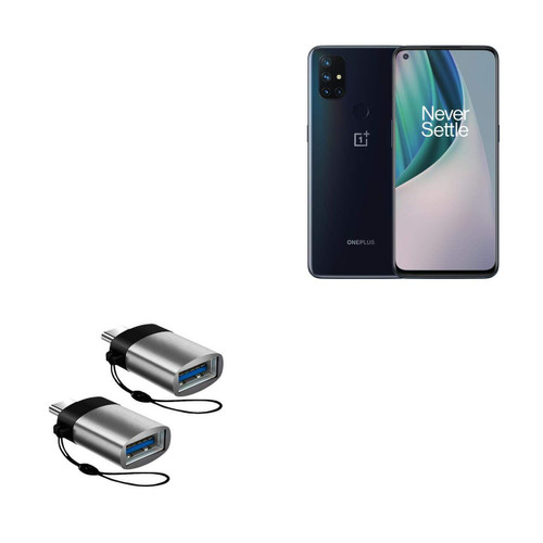 BoxWave Cable Compatible with OnePlus Nord N10 5G - USB-C to A PortChanger (2-Pack), USB Type-C OTG USB Portable Keychain - Slate Black