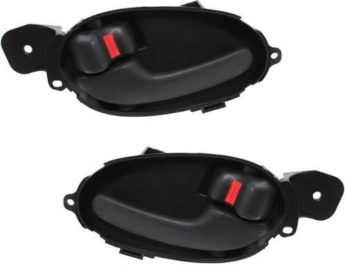 Evan Fischer Interior Door Handles Compatible with Set of 2 Front or Rear Left and Right Side Plastic Black W/Door Lock Button