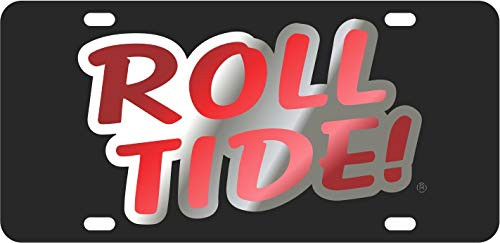 Dixie Dawgs Laser Cut Alabama Roll Tide License Plate Car Tag Black