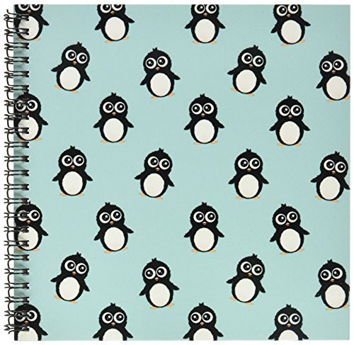 3dRose db_113122_1 Cute Penguin Pattern on Ice Drawing Book, 8 by 8-Inch, Teal Blue