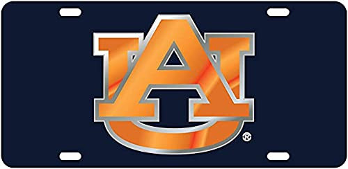 Dixie Dawgs Auburn Inlaid License Plate Car Tag Blue Orange Mirrored
