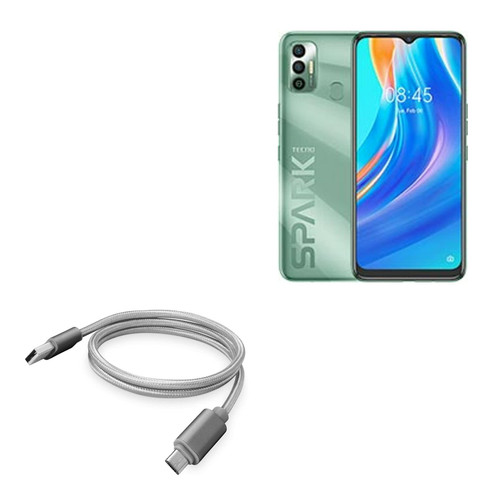 BoxWave Cable Compatible with Tecno Spark 7 - Micro USB DuraCable, Braided Micro USB Charging Cable for Tecno Spark 7 - Space Grey