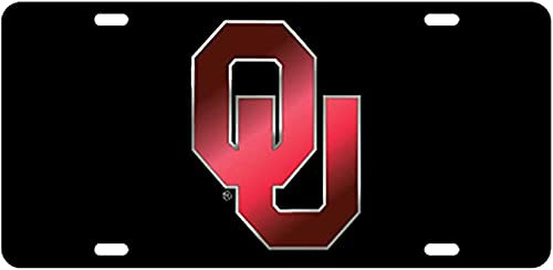 Dixie Dawgs Oklahoma Laser Cut License Plate Car Tag Sooners Black Red OU