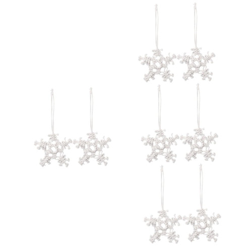 BESTOYARD 8 pcs Snowflake Ornaments Home Decor Woven Wall hangings Interior car Decor car Hanging Ornaments Snowflake Macrame Decor Christmas Macrame Ornaments Xmas Decor Macrame Wall Decor