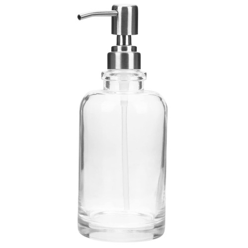 Cabilock Glass soap Dispenser Kitchen soap Dispenser Dish soap Dispenser for Kitchen Sink Bathroom soap Clear Pump Bottles Hand Dish soap dispensers Stainless Steel Pump Lotion