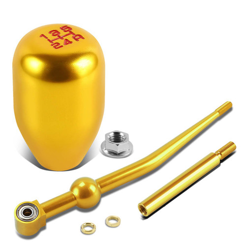 Auto Dynasty Compatible with Civic/Del Sol/CRX/Integra Single Bend Short Throw Shifter+5-Speed Gear Knob+3.75" Extension Kit (Gold)