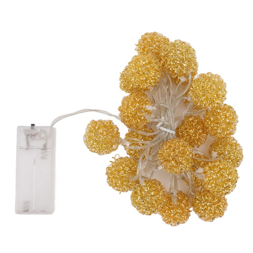 VTOSEN 20LEDs Gold Iron Wire Ball String Lights, LED Light String Battery Operated for Christmas Decorations, 9.8FT Outdoor Waterproof String Lights for Party