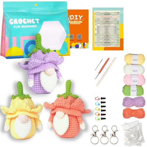 Lapoo Crochet Kit for Beginners - 3Pcs Fairies, Beginner Crochet Starter Kit for Complete Beginners Adults, Crocheting Knitting Kit with Step-by-Step Video Tutorials