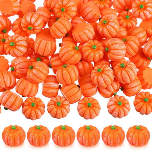 Sasylvia Thanksgiving Artificial Pumpkins Decoration Faux Realistic Resin Pumpkin Ornament Charms Fall Mini Pumpkins for Crafts Fake Pumpkin Embellishments for Home Kitchen Party(100 Pcs)