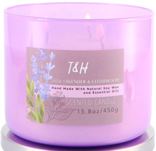 White Sage Lavender Cedarwood 3 Wick Candle Large - Sage Candles for Cleansing House 15.8 oz, Relaxing Aromatherapy Candle for Women & Men, Winter Candle - Lavender Scented Soy Candles for Home White Sage Lavender Cedarwood 3 Wick Candle Large - Sage Candles for Cleansing House 15.8 oz, Relaxing Aromatherapy Candle for Women & Men, Winter Candle - Lavender Scented Soy Candles for Home