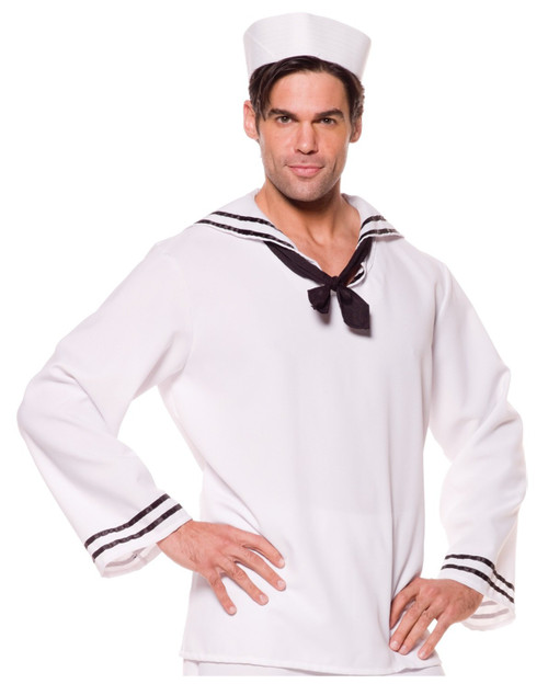 Underwraps Costumes Men's Sailor Costume - Shirt, White/Black, X-Large