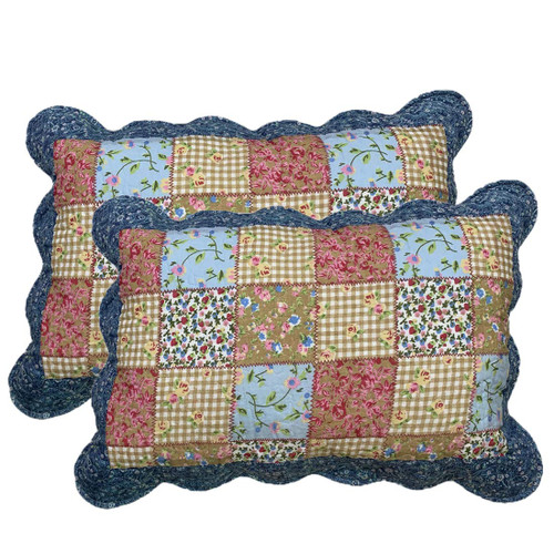 vctops 2-Piece Boho Cotton Quilted Bed Pillow Shams Floral Printed Patchwork Pillow Shams Set, Standard Size (1210, 20"x28") vctops 2-Piece Boho Cotton Quilted Bed Pillow Shams Floral Printed Patchwork Pillow Shams Set, Standard Size (1210, 20"x28")