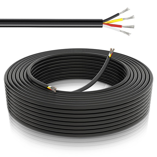 50FT 22 Gauge 4 Conductor Electrical Wire, 22AWG Low Voltage Landscape Wire, PVC Hook Up Cable, Flexible Cord for Residential Wiring LED Lighting Strips Automotive Garden Bell Speaker