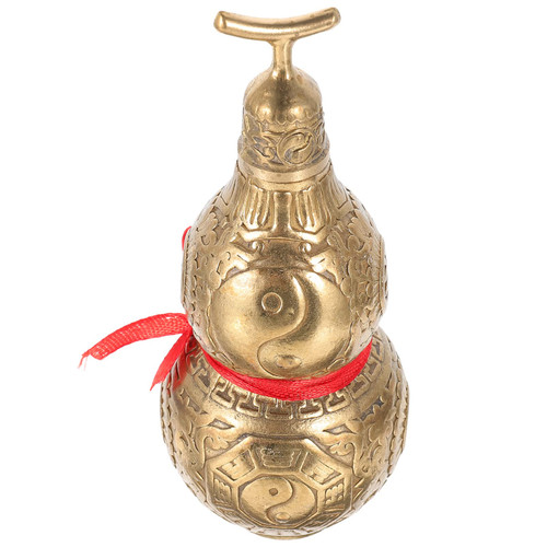 VOSAREA Copper Gourd Figurine Lucky Gourd: Wu Lou Statue Chinese Hu Lu Sculpture Home Feng Shui Decor Prosperity Home Decoration for Car Interior Ornament Office Desktop Decor