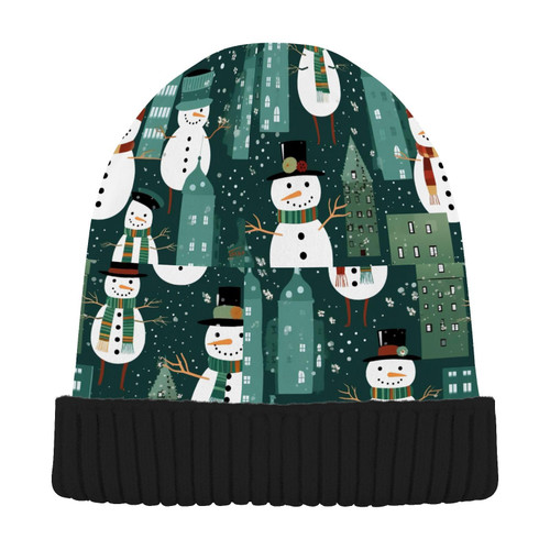 Christmas City Winter Snowman Beanie Hat for Men Women Beanie Winter Hat Warm Knit Hat Winter Knit Hat Cap for Winter Multi