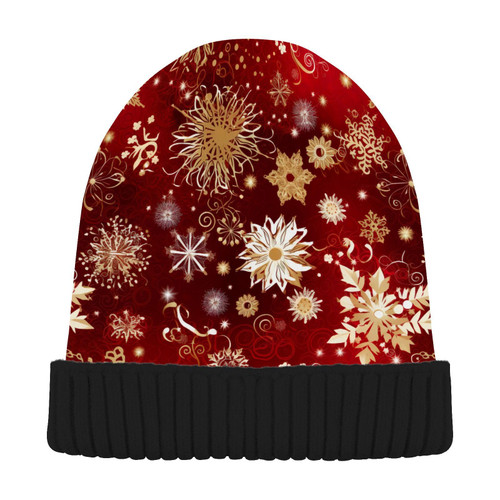 Snowflake Christmas Winter Red Beanie Hat for Men Women Beanie Winter Hat Warm Skull Cap Beanies Winter Knit Hat Cap for Men