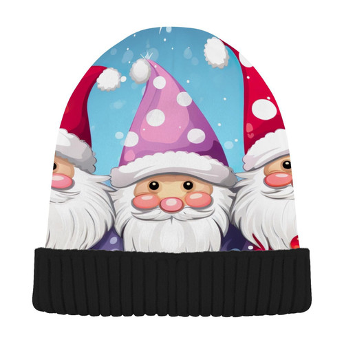 Christmas Winter Gnome Blue Beanie Hat for Men Women Beanie Winter Hat Soft Knit Beanie Hat Cuffed Skull Cap for Cold Weather