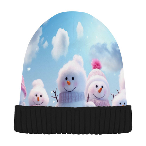 Winter Snowman Christmas Cloud Beanie Hat for Men Women Beanie Winter Hat Winter Warm Knit Hats Cap Cuffed Beanie Hat for Gifts Multi