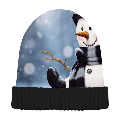Winter Snowman Christmas Beanie Hat for Men Women Beanie Winter Hat Winter Soft Knit Beanie Hat Cuffed Plain Hat for Cold Weather Multi