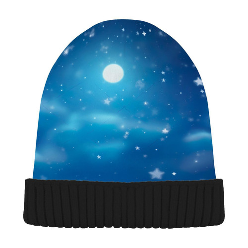 J JOYSAY Christmas Winter Snowmen Moon Beanie Hat for Men Women Beanie Winter Hat Winter Knit Hat Cuffed Beanie Hat for Cold Weather Multi