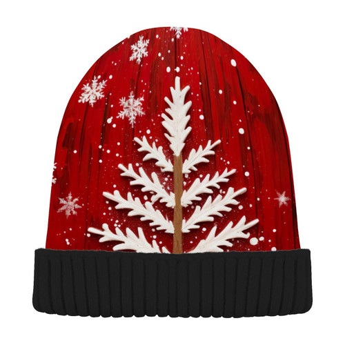 Winter Snowflakes Christmas Tree Beanie Hat for Men Women Beanie Winter Hat Cute Knitted Cap Winter Knit Hat Cap for Gifts Multi