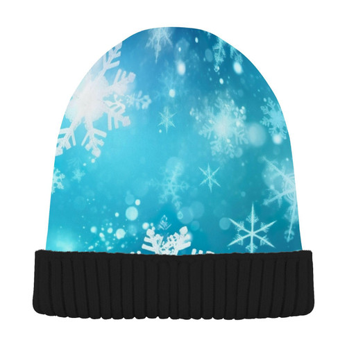 Blue Winter Christmas Snowflake Beanie Hat for Men Women Beanie Winter Hat Skull Ski Cap Soft Beanie Hat for Teen