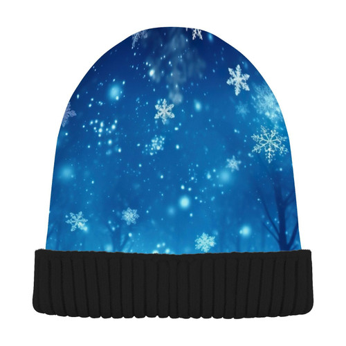 Winter Night Snowflakes Christmas Beanie Hat for Men Women Beanie Winter Hat Cuffed Beanie Hat Soft Beanie Hat for Men Multi