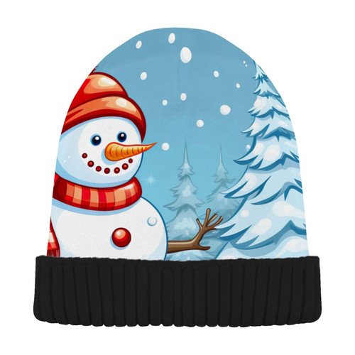 Christmas Snowman Winter Tree Beanie Hat for Men Women Beanie Winter Hat Warm Knit Hat Cuffed Beanie for Men Multi